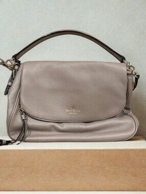 Kate Spade Taupe Leather Crossbody Shoulder Bag Flap